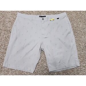 Travis Mathew Shorts Men 38 Light Grey Palm Trees Lightweight Stretch Golf
